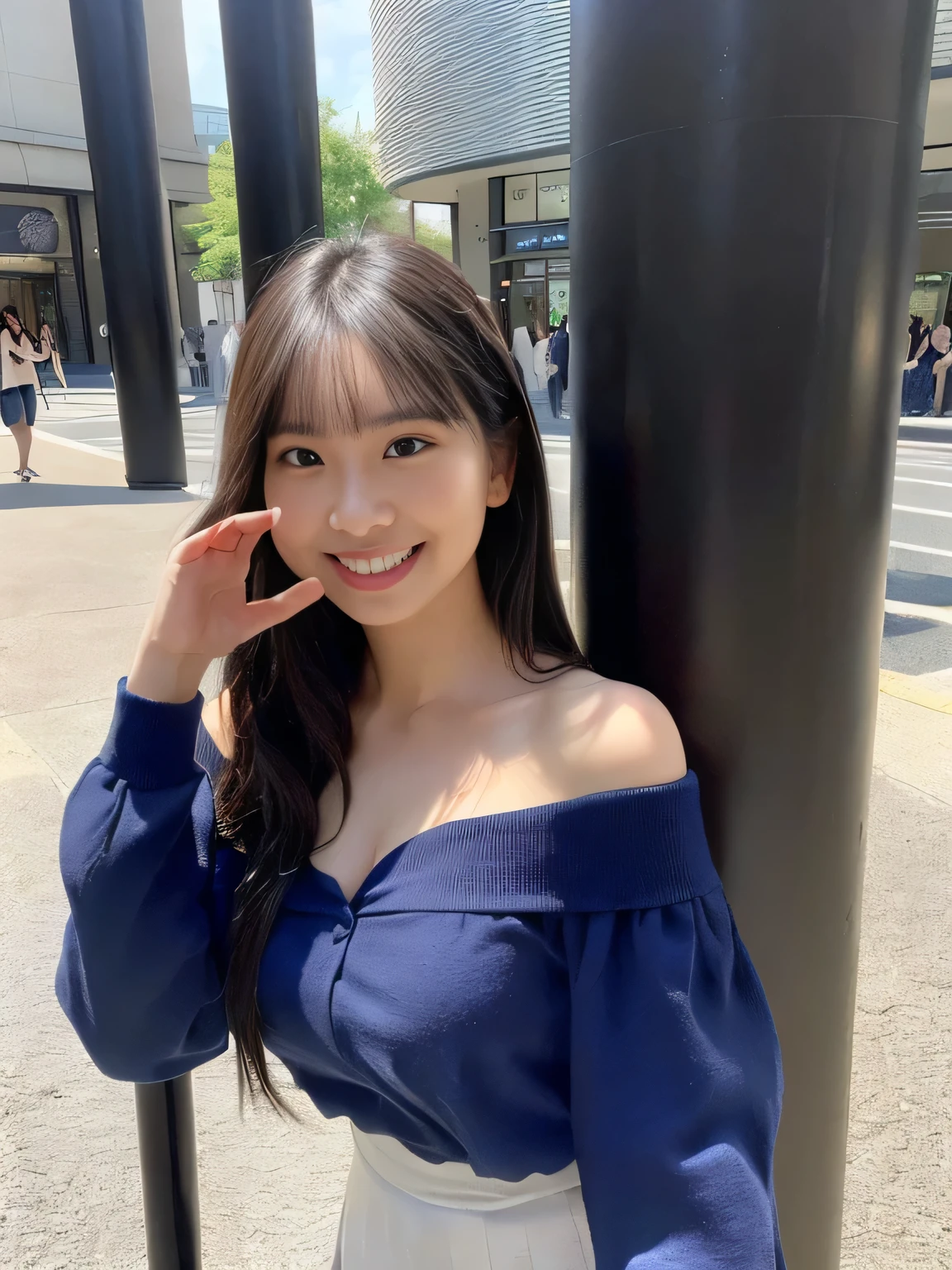(((Portrait of a Girl Leaning on a Pillar and Meeting 1.0)))((busy spring shopping mall 1.0))(((best image quality、highest resolution、masterpiece、8k)))、(((Detailed Faces)))(((cute face)))(((babyface)))(((Young contour)))((( adorable facial features)))、((( Blizzard 10 )))((( model body type around student )))((( perfect pose line)))、(((Big 2.0)))(((lapis lazuli large cleavage 2.5)))、(((long straight hair)))、(((Off Shoulder 3.0)))(((colorful overblouse 3.0)))(((colorful overshirt 3.0)))(( pastel shirt ))((( Miniskirt 1.0)))((( Random Pose 1 .0)))(((dynamic posing 1.0)))(((Spoiling Posing 1.0)))(((Cute way to walk 1.0)))(((smiling with the corner of their mouth up)))