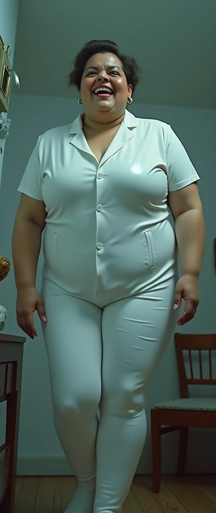 Handsome Girls,oil,pale skin,(ultra-detailed),navel,
very aesthetic,(best quality),sadistic Girls,shiny skin,(Black tights),Brown eyes,cool style,Brown short hair,(long white sleeve cutter shirt),glowing eyes,full body,long sleeve cutter shirt,medium breasts,office,full body,((happy)),pregnant,((work)),