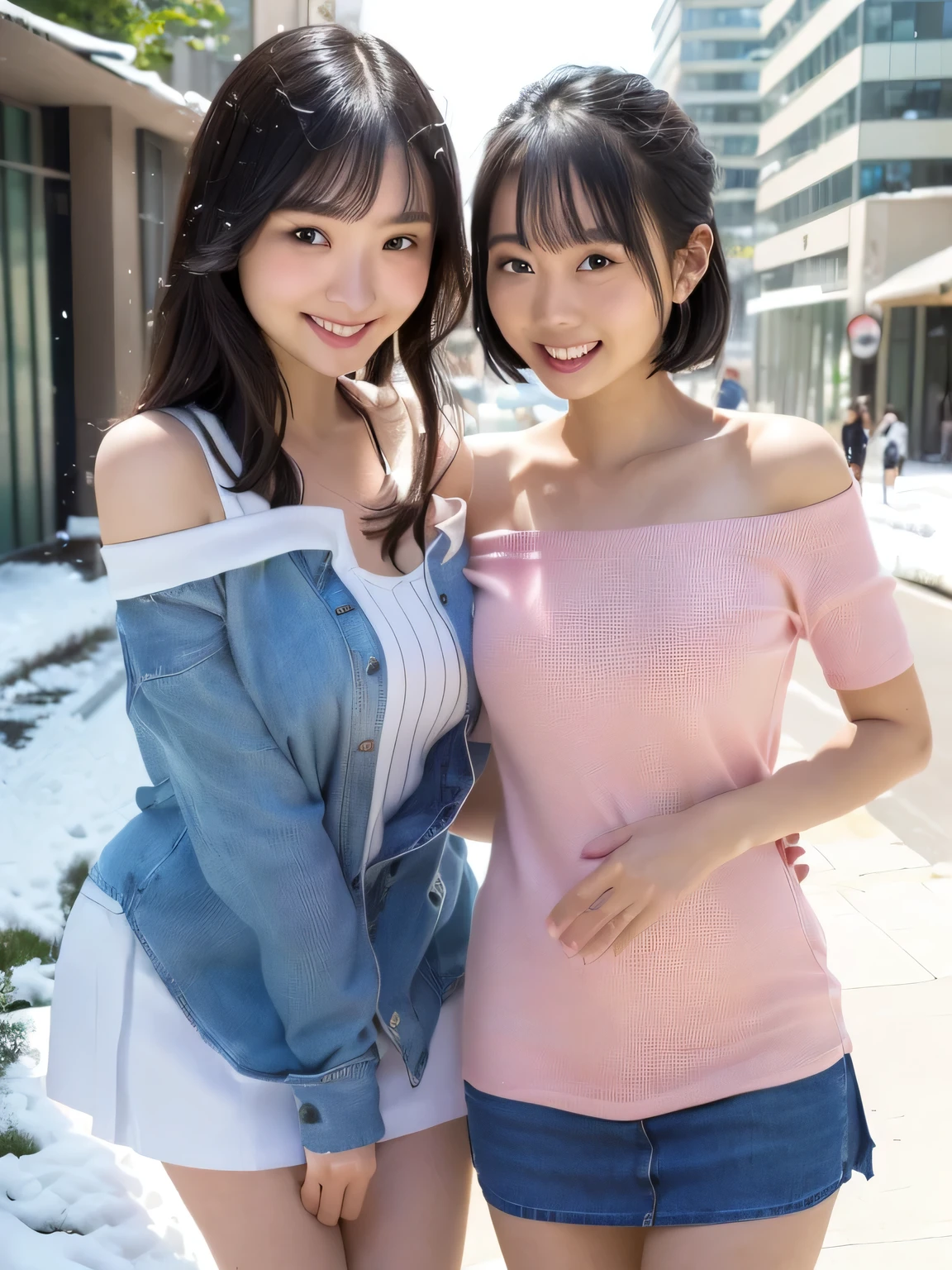 (((spring cityscape with fountain)))((portrait of a girl leaning on a pillar))、(((best image quality、highest resolution、masterpiece、8k)))、(((Detailed Faces)))(((cute face)))(((Baby Face)))(((Young contour)))((( Lovely facial features)))、((( Blizzard 10 )))(((model body type)))((( Perfect pose line)))、(((Big Breasts 1.0)))((( Detailed Body .5)))、(((long straight hair)))、(((Off Shoulder 3.0)))(((colorful overblouse 3.0)))(((colorful overshirt 3.0)))(( pastel shirt ))((( Miniskirt 1.0)))(((random standing pose 1.0)))(((dynamic standing pose 1.0)))(((active pose 1.0)))(((cute way to walk 1.0)))((( raising the corner of the mouth and smiling )))