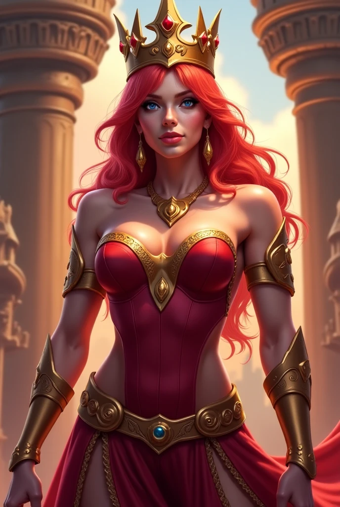 Fantasy Female sorceress, fiery red hair, latina, dark skin