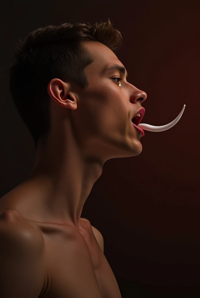 Man with his 24 penis,5cm stuck in the mouth of a submissive passive full of cum on his face