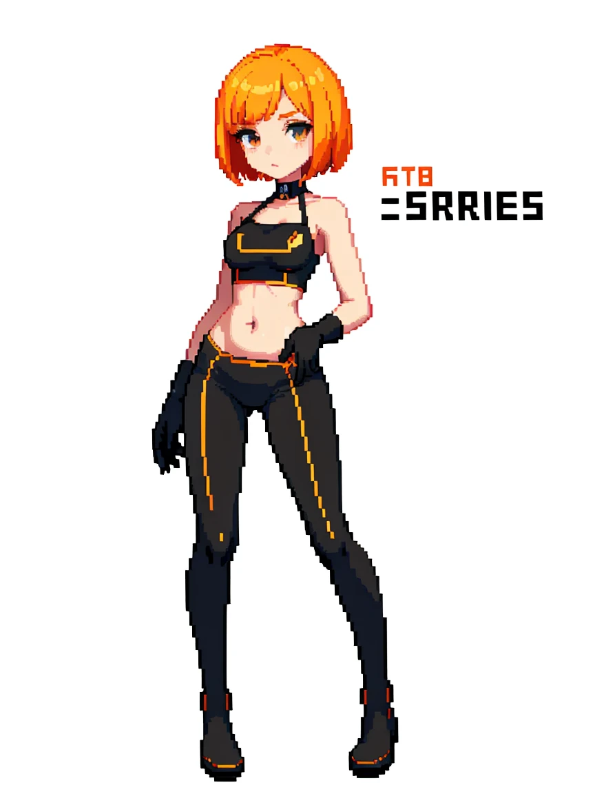 <lora:mPixel_v10:0.5>, pixel, pixel art, solo, 1girl, hiseki erio, Erio_casual, (Best: 1.0), masterpiece, best quality, highres, absurdres, look at viewer, handsome, (oval face:1), dating, 18 years old, beautiful detailed eyes, full body, green_eyes, red_hair, single thighhigh, garter straps, uneven legwear,blush, collarbone, breasts, cleavage, hair_ornament, black_tank_top, denim_shorts, off_shoulder, black thighhighs, navel, stomach, striped, striped_thighhighs, short_hair,  <lora:Erio_v0.50_casual:0.4>, green jacket