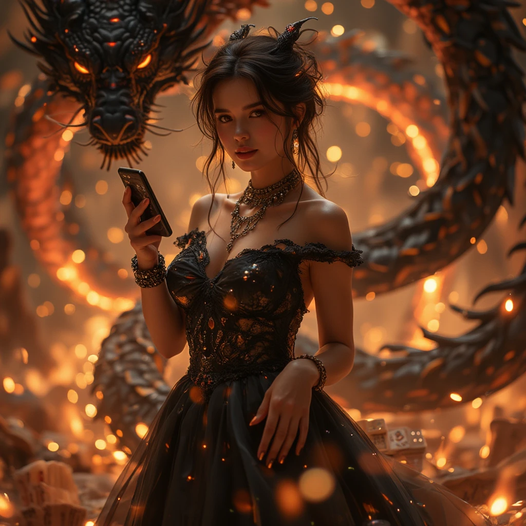 (in 8K, RAW Photos, top-quality, masterpiece:1.2), (realisitic, Photorealsitic:1.37), ultra-detailliert, high resolution, Huge Monster and sexy sorceress, Huge Monster and beautiful Sorceress, Looking at Viewer, full body, terrified expression,building crumbling, Burning flame, stunningly beautiful face, dynamic ungle
