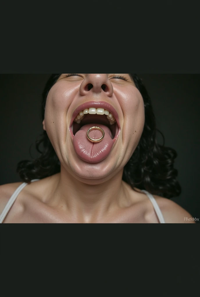 there is a woman with a big dick on her face, his face flushed and sweaty, thick red lips, cumshot