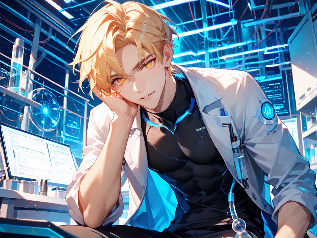 Boy asking for hug, beautiful realistic strmanete , blond, very cute cute, realistic eyes, detailed strmanete , modern haircut, round cheeks, smiling, shirtless, age 18 years, muscular stature