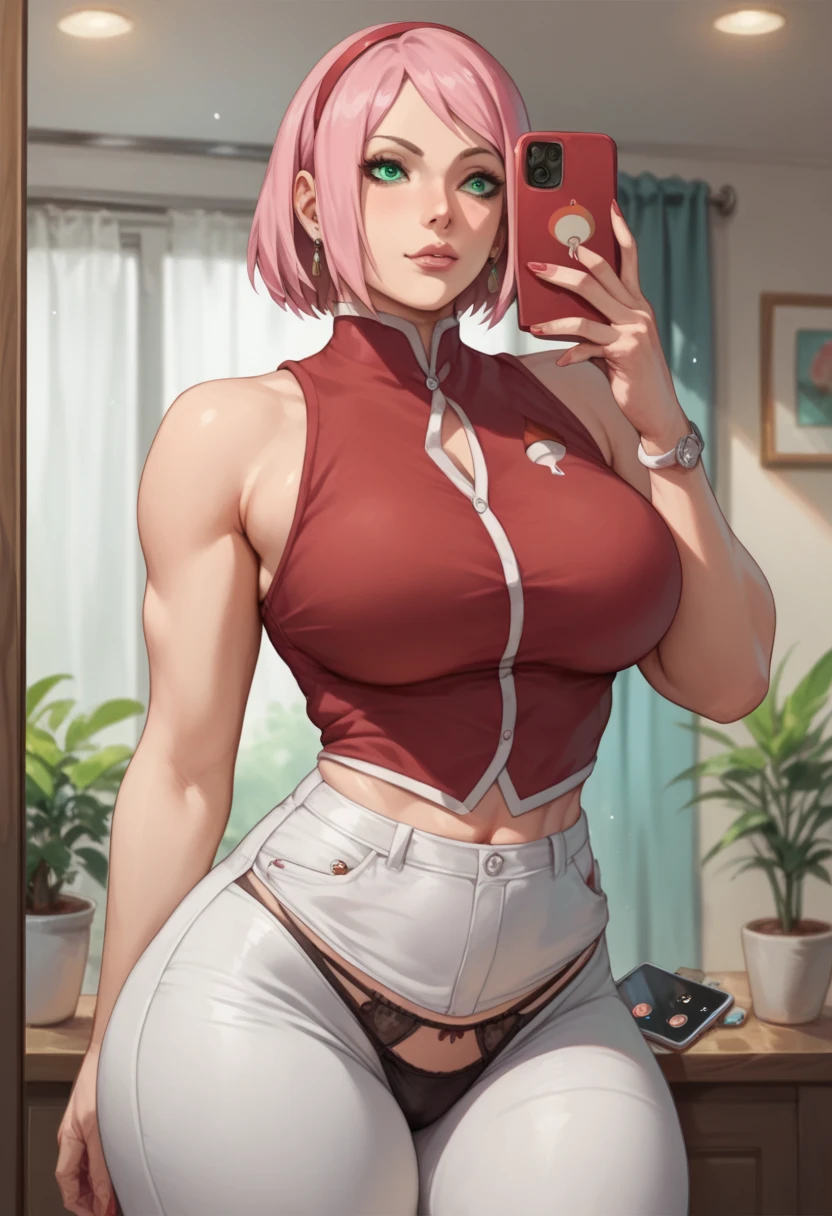 (Hinata Hyuga, muito sensual, com roupas apertadas, bunda grande, pernas grossas, Wearing extremely tight jeans, usando uma mini blusa, umbigo com pirsing, cabelo grande, Speaker behind, muito realista, extremamente sexy, 8k, 8k extremamente detalhado), (um extremamente delicado e bonito), (obra-prima), (melhor qualidade: 1.0), (ultra highres:1.0)