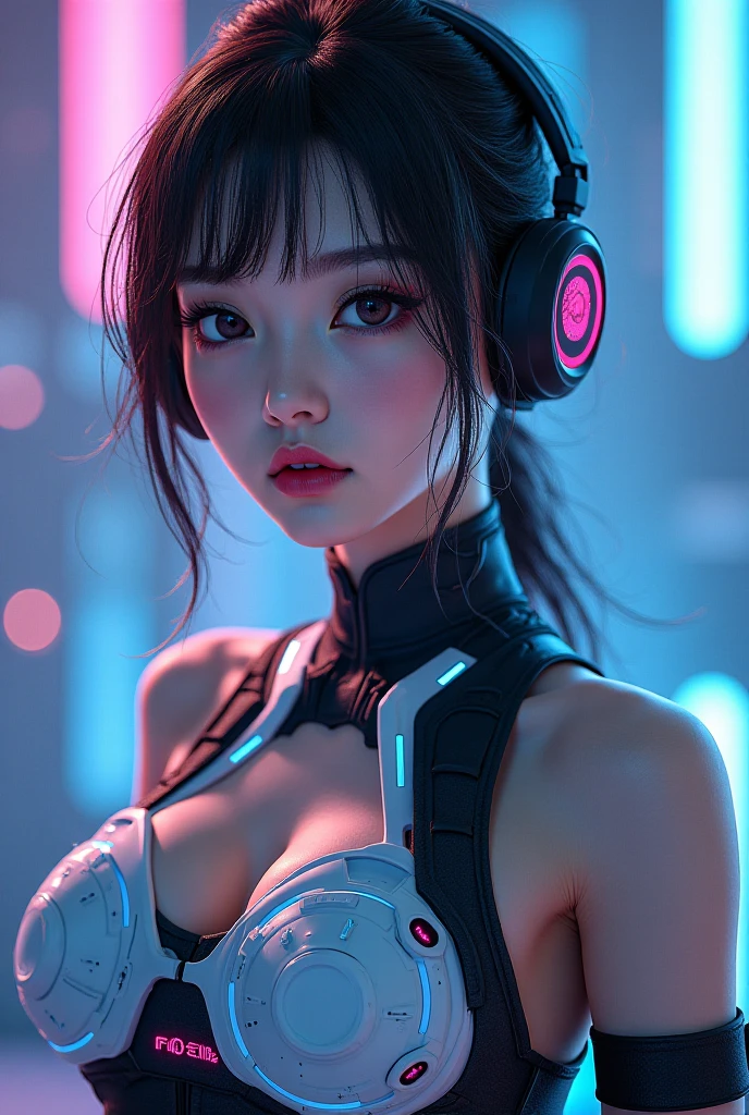 ​masterpiece, 1 beautiful girl, Detailed eye, Swollen eyes, top-quality, 超A high resolution, (reality: 1.4), 电影灯光, japanes, a asian beauty, very extremely beautiful, Beautiful skins, A slender, Forward-facing body, (A hyper-realistic), gazing at viewer、(hight resolution), (8K), (ighly detailed), ( Best Illustration), (beautifully detailed eyes), (ultra-detailliert), 详细的脸, Bright lighting, Professional Lighting、The background is a cyberpunk room with a large number of monitors...、The cord is connected from the costume、Hair color is pink twin tails、headset on head、small tattoo on face、Female Game Commentator、animations