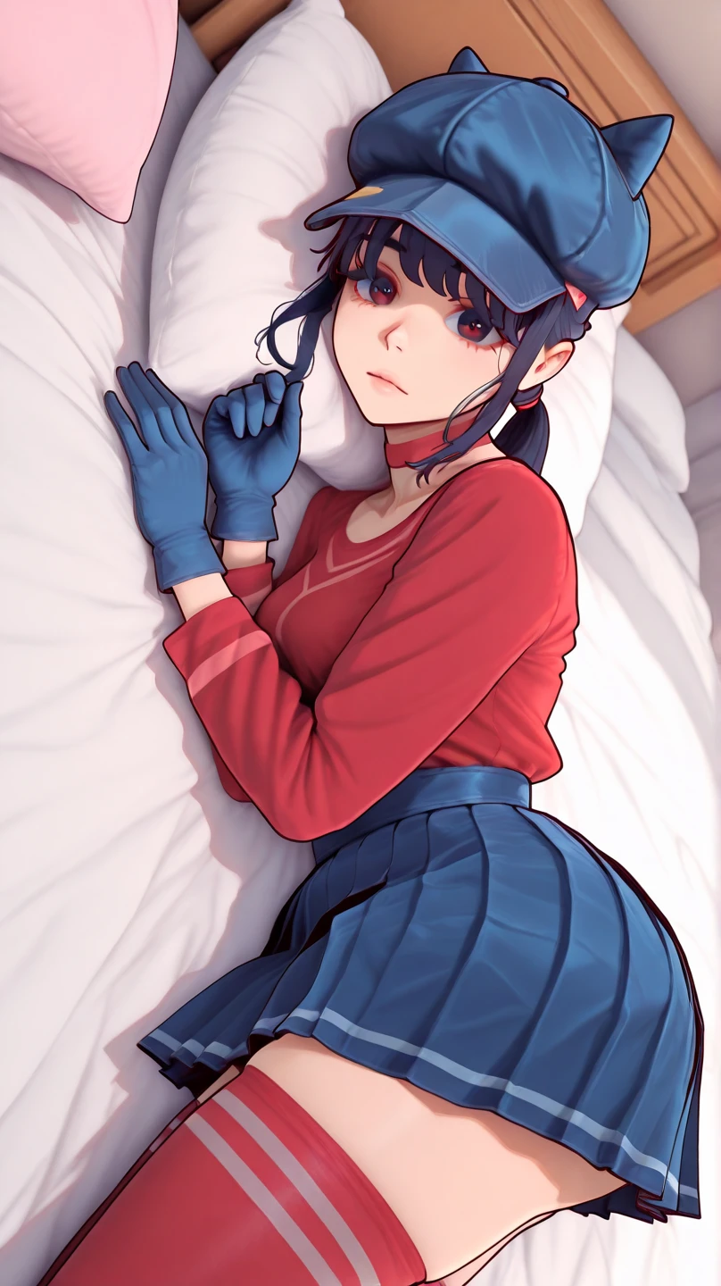 ((21 years old)), (A small chest:1.3),(Masterpiece, Best quality:1.4), (Beautiful, Aesthetic, Perfect, Delicate, Intricate:1.2),((Best quality)), ((Masterpiece)), (Detailed),(A high resolution:1.2), petty eyes, Bend over, angle of view, rosa, twintails, brown hair, double bun, doughnut hair bun, hair bun, blue eyes, hair between eyes, arms behind back, (masterpiece, best quality), 1girl, upper body, arms in the back, squirming, struggle, worried face, [[[[[[perfect body, perfect anatomy]]]]]], laying down, laying in bed, [[[[[[[[[[[arms behind the back]]]]]]]]]], tight black latex catsuit, twisting hips, cute girl, visor cap, tight latex clothes, armbinder, boxbinder, mummification, bondage, sleepsack, closed legs, [[[[[[[tight black latex]]]]]]]]]
