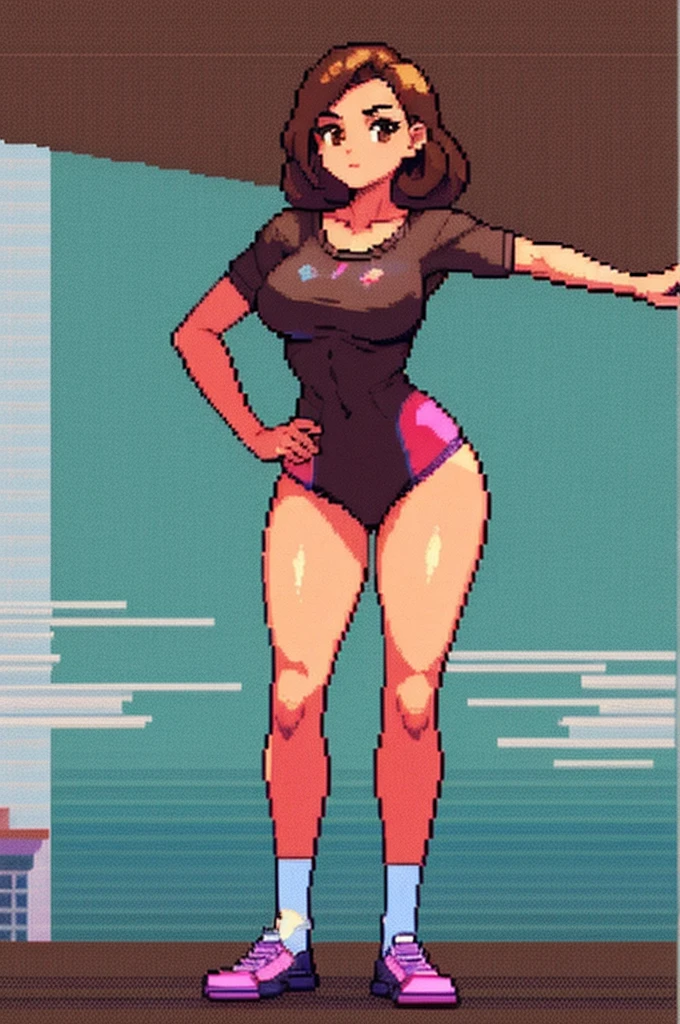 Simple pixel art woman No background