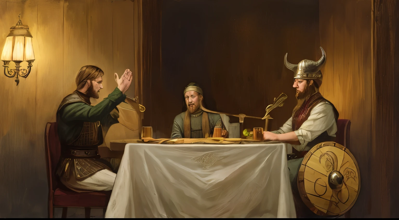 three vikings at the table, Vikings