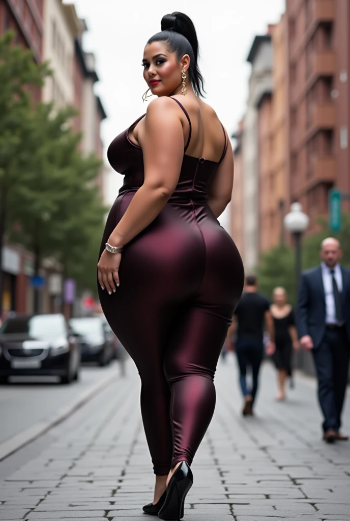 1 malay woman in hijab,((Tight knitted dresses)),(Small buttocks),Emphasize ass,Smaller chest,Clothes are sheer,Smiling smile, (hijab flying), de pele branca,big breasts thin waist,Japanese-style street, Hyper-Realism, Cinematic lighting, depth of fields, From below, vanishing point, F/2.8, Anatomically correct, Textured skin, Super Detail, awardwinning, Best Quality, hight resolution,
