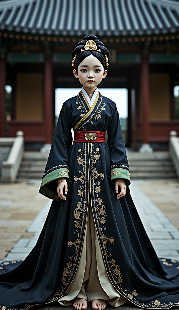 China, 1477. portrait of A young ((((16-year-old)) Tan Yunxian)), in a garden, (((((horror expression, fear and panic))))), ((((chinese clothings from the 1470s)))), ((hairstyle of the 1470s)), ((colorful, luminous))