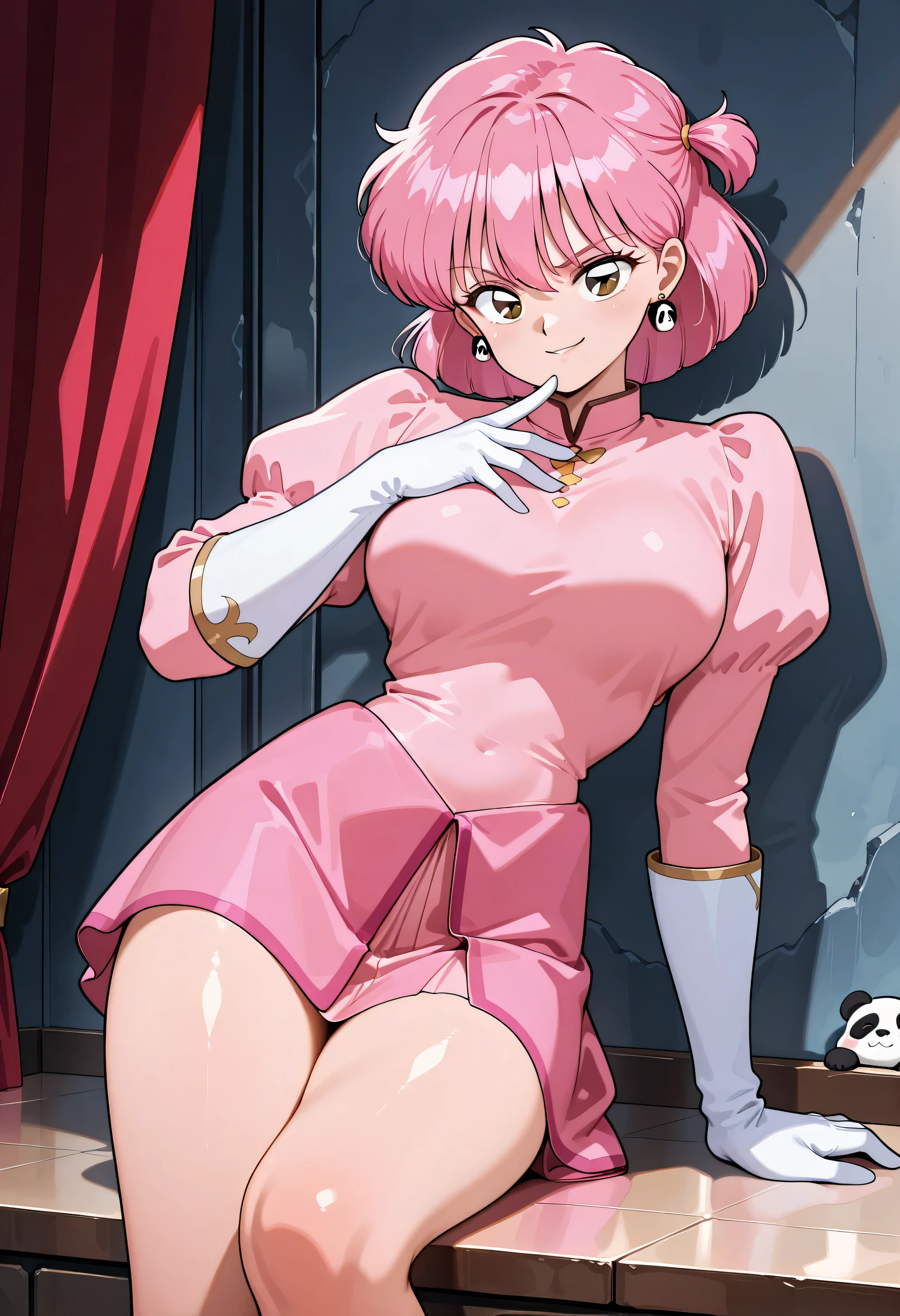 TMM_Ichigo_Momomiya, 1girl, solo, smile,, (majestic, stunning, exquisite:1.3), full body, boots, big breast, curvy