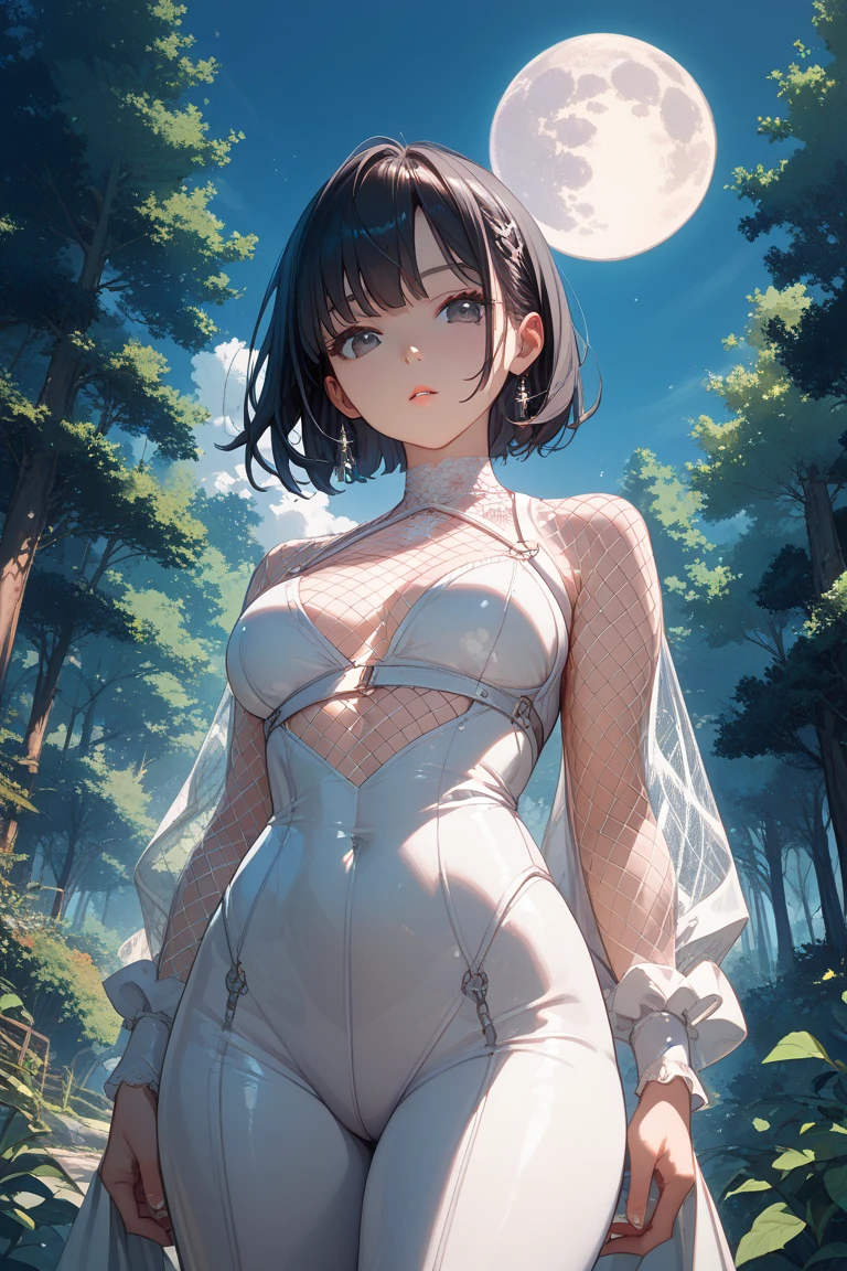 ((masterpiece)), (Highest quality), (work), Art Nouveau watercolors , Moon Goddess , Big Breasts，Nipples are prominent，Ultra-thin bra，Ultra-thin panties，String，Showing your belly button，Exposed camel toe，Big eyes, length, Thick eyelashes, Fuller lips, Dark red eyes, hair length and thick, , slender, Flower-like_background, Intricate designs and patterns in the style of Alphonse Mucha.From behind，Thong，