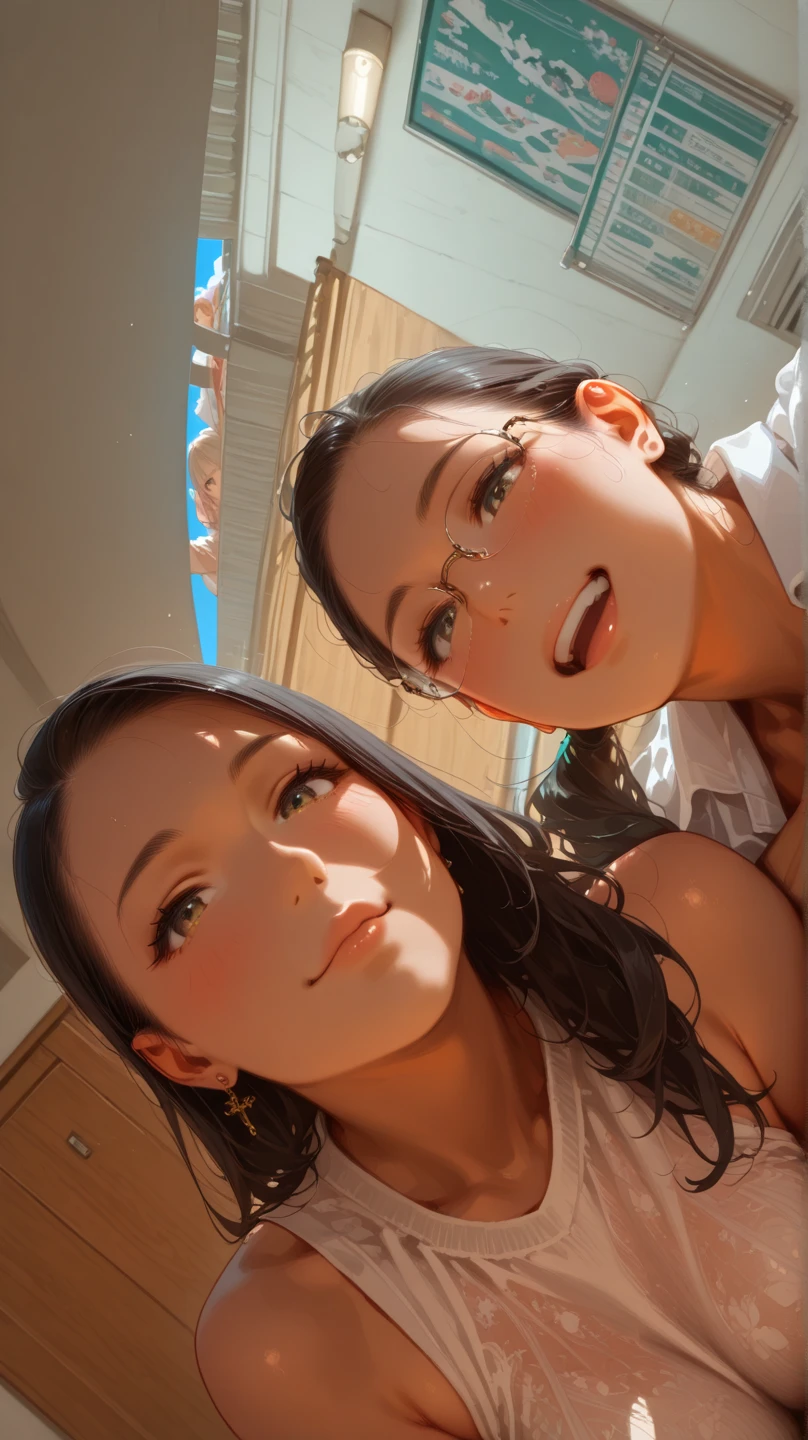 there are two people standing next to each other on a bench, vacation photo, 8k selfie photograph, portrait mode photo, candid picture, taken with the best dlsr camera, profile pic, facebook post, very very low quality picture, shot with iphone 1 0, instagram story, instagram post, selfie photo, taken on iphone 1 3 pro