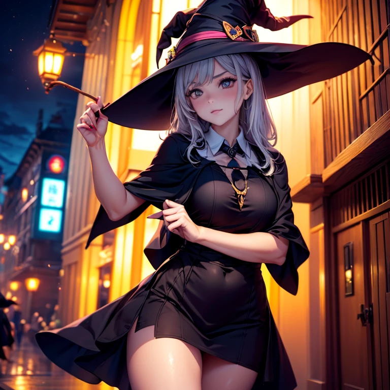 WITCH GIRL Cute costumes、)、It seems fun、Esbian full body、、in a dark city、Crows are flying, SEMINUA, THREAD PANTIES, Sexy Bra