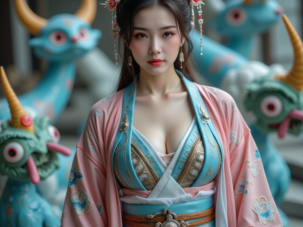 (heavy breasts)、top-quality、masterpiece、超A high resolution、(Blue Dragon Armor)、(())),(((Colossal tits)))、(((Detailed white micro bikini))),(Wearing a beautiful crown made of jewels),(Photorealsitic:1.4)、Raw photo、女の子1人、(((Random hair))、(((Take different poses)))、glowy skin、(((black chinese dragon)))、Intricate and ornate hair ornaments、(Looks like a gorgeous jewelry necklace)、(A person who sees with calm and goddess-like eyes)Happiness:1.2)、(metal bikini background)).((Beautiful coral and sea background))、Precipitous cliffs、(ruins background)、((super realistic details))、portlate、globalillumination、(sexypose)、Shadow、octan render、8K、Colossal tits、Raw skin exposed in the cleavage、metals、Details of complex ornaments、Japan details、highly intricate detail、Realistic light、CG Society Trenlow Eyes、Eyes shining towards the camera、Toostock、(veils)、(((Heavy Big))),Shining eyes shine、Armpit、