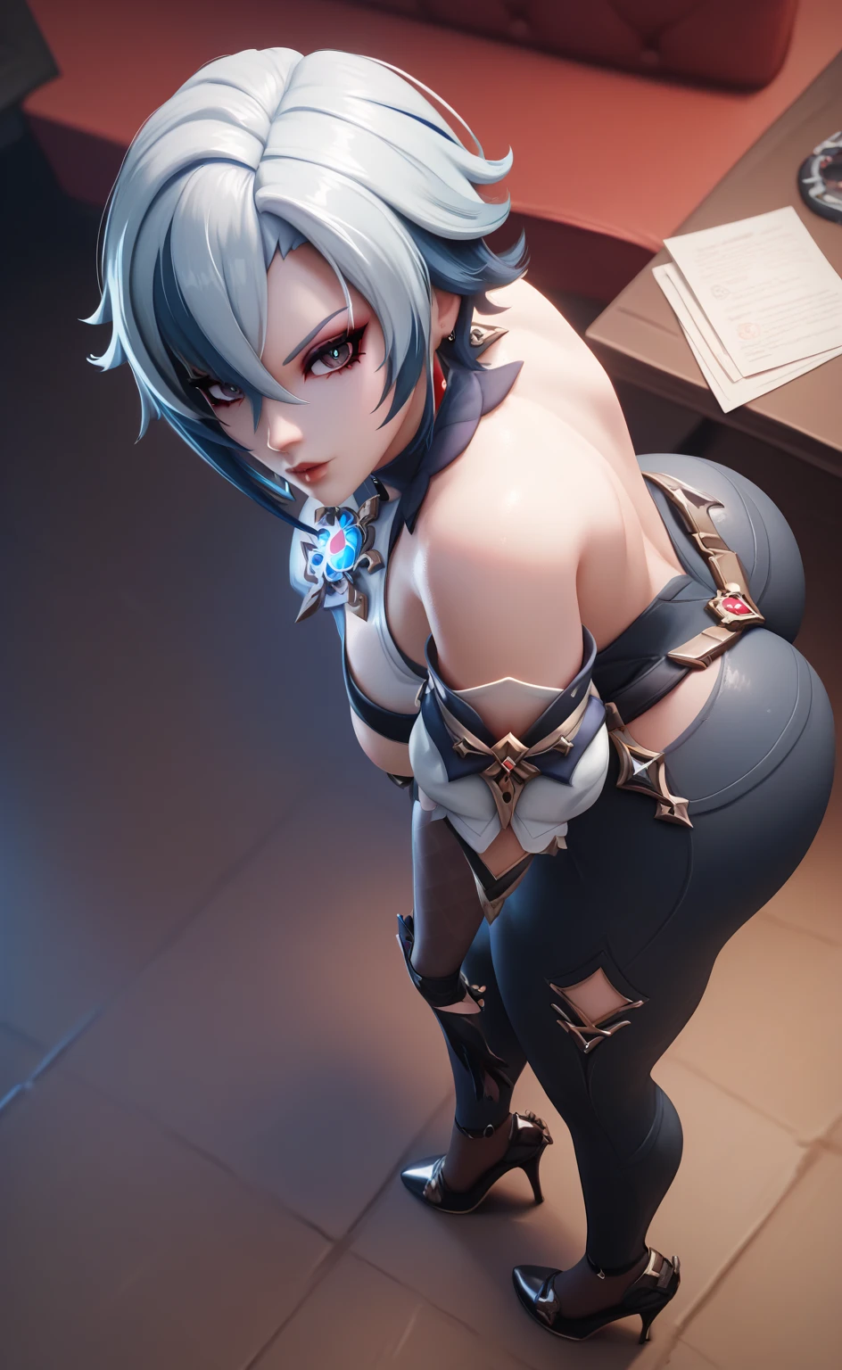 masterpiece, best quality, highest quality, (perfect illumination:1.4), (photorealistic), perfect anatomy, perfect face, perfect eyes, naked, mavis dracula