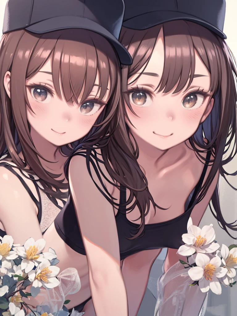 Very detailed, Highest quality, High resolution, Moe Anime, ((Three little girls in underwear:1.2)), (Black Hair:1.4), (Baby Face), Cute eyes, Detailed eye depiction, Eyes sparkling, Dark eye color, View your audience, Pale skin, (Big eyes:1.4, Droopy eyes:1.4), Focus on the face, In the park with cherry blossoms falling, ((Lace bra)), ((Lace panties)), Bright Eyes, ((Petite)), ((Young)), ((nsfw:1.2)), (Flat Chest:1.4), ((Different hairstyles:1.4)), ((A big smile:1.5)), (Slightly below:1.4), (arms behind back:1.4)