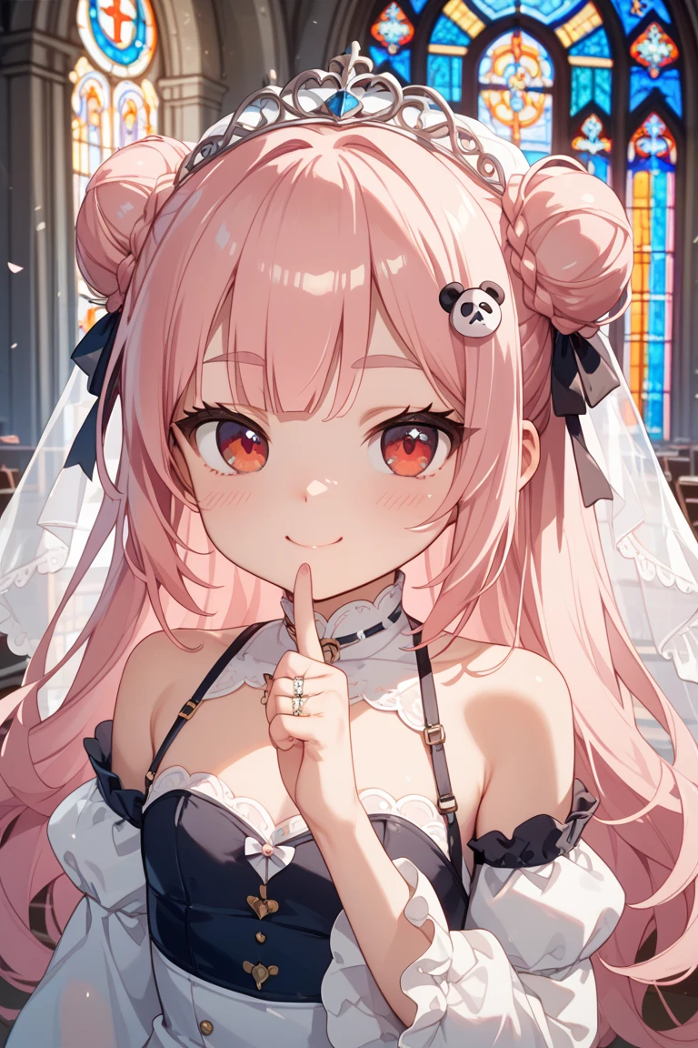 (best quality,high resolution,4k),cute girl,, Twin-tailed Lolita with on, frilly skirt, bra top, female, cute outfit, rosy cheeks, plump lips, beautiful collarbone