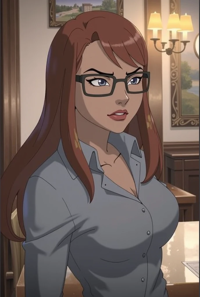 anime artwork masterpiece, best quality, highres, anniehughes, green eyes, brown hair, red lips, no bra, pink shirt, unbuttoned shirt, open shirt,red lace thong, bedroom <lora:anniehughes:0.7> <lora:add_detail:0.1>  <lora:epi_noiseoffset2:0.15>