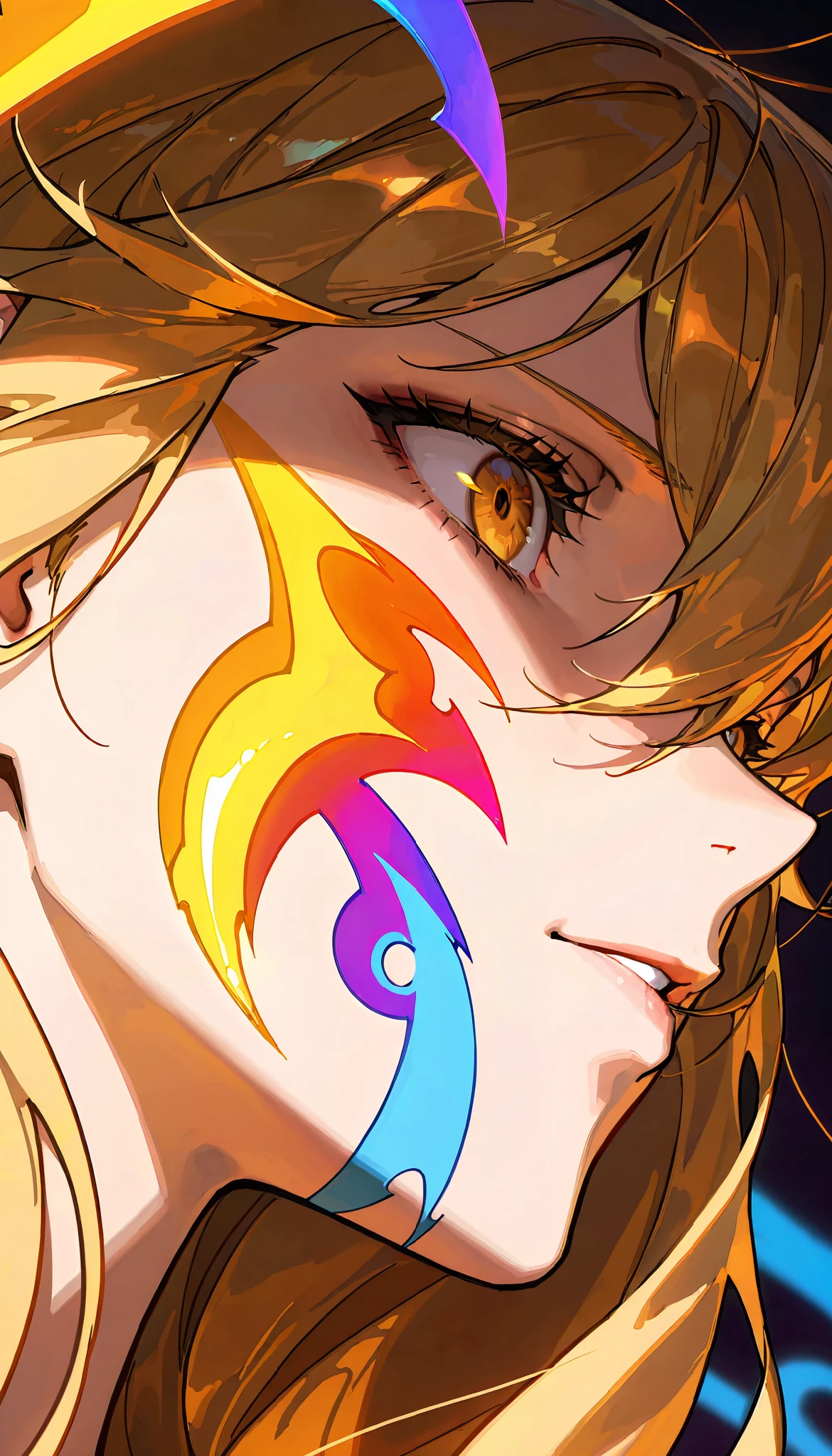 (artist:OKAZU:1.10), (artist:hiten:0.51), artist:WANKE, (artist:ciloranko:0.55), (Gina, Solo Leveling character), (masterpiece: 1.2), (best_quality: 1.0), (solo: 1.4), 1woman, 35 years old, middle-aged woman, (solo focus, 1view), (mature woman, strict facial features, sharp facial features), ((face focus: 1,4)), ((Ultra Detailed, Cinematic, hyper detailed, Hyperresolution, official arts, Wallpaper 40k, Mind-blowing art)), (blonde long hair, hair between eyes), voluminous hair, bright brown eyes, mesmerizing eyes, Beautiful nose, Beautiful character design, perfect eyes detail, perfect face, Colorful, Bright_Front_face_Lighting, (bright_color: 1.2), (beautiful_face: 1.5), seductive, (beautiful, clean skin), side view, bottom view,