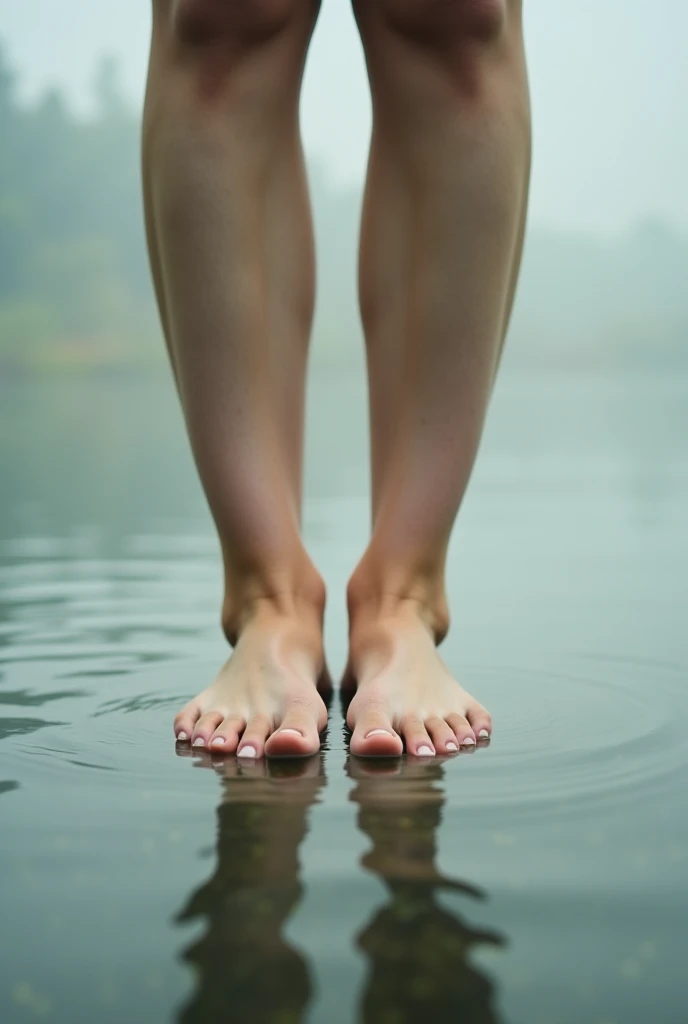 wet female bare feet