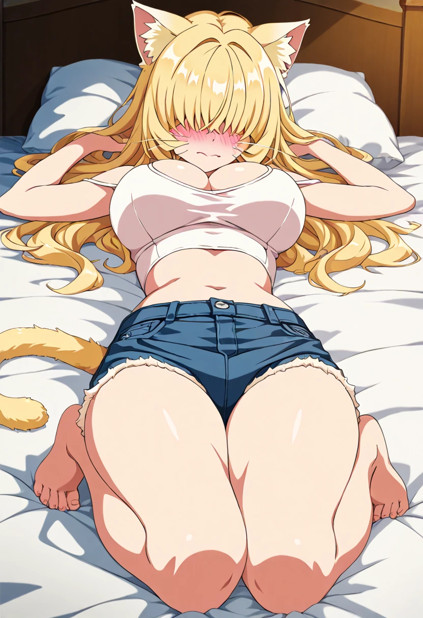 Anime woman enormous bloated expanding diaper mess, huge breast, orgasm expression, butt toward viewer, white bra