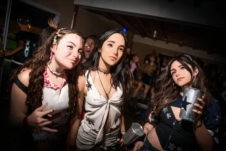 several people are posing for a picture in a crowded room, college party, cute girls, 1614572159, beautiful naked girls, taken in night club, chillin at the club together, on jungle night !!!, many partygoers, millennial vibes, profile image, party, childhood friend vibes, photo taken in 2 0 2 0, roomies
