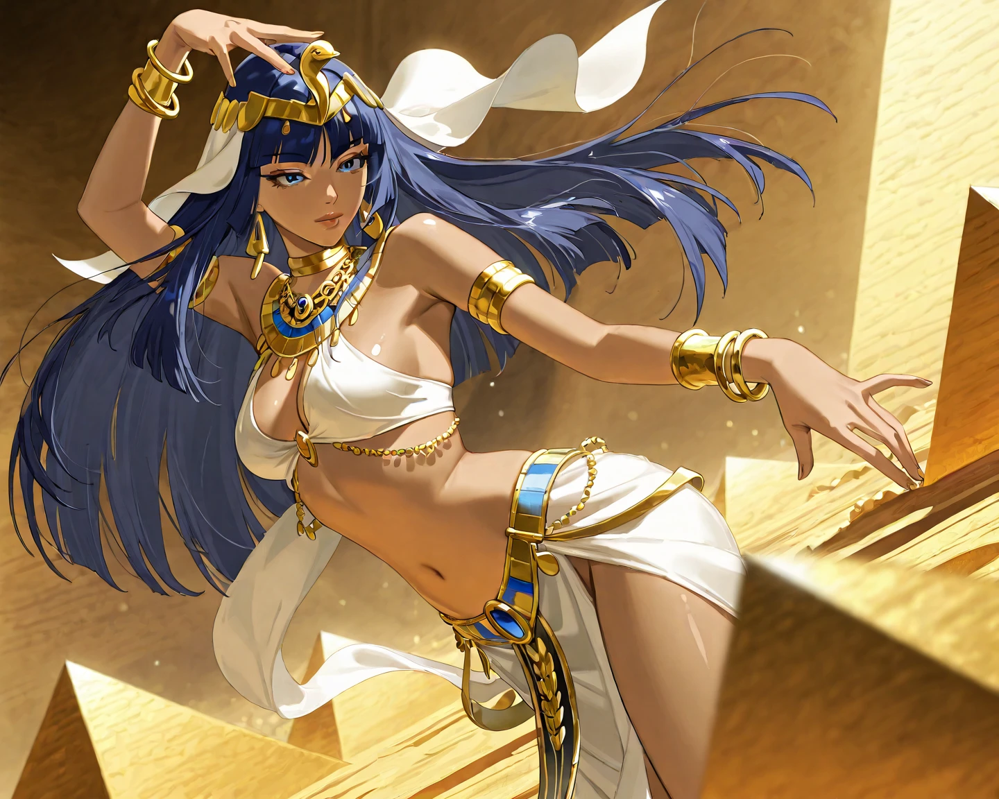 realisticlying、Ancient Egypt、Girls in Cleopatra style、Clothing in the time of the pharaohs、Put a little emphasis on the valley、Face Real、A sexy、Face smile