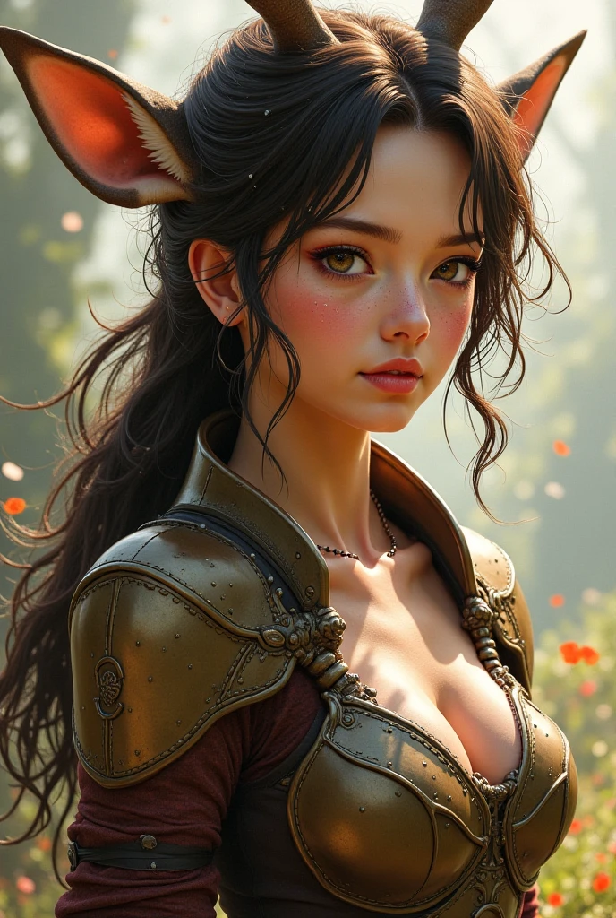 detailed portrait of a beautiful girl, surrealistic, faun girl, masterpiece, best quality, (aries:1.2), goat legs