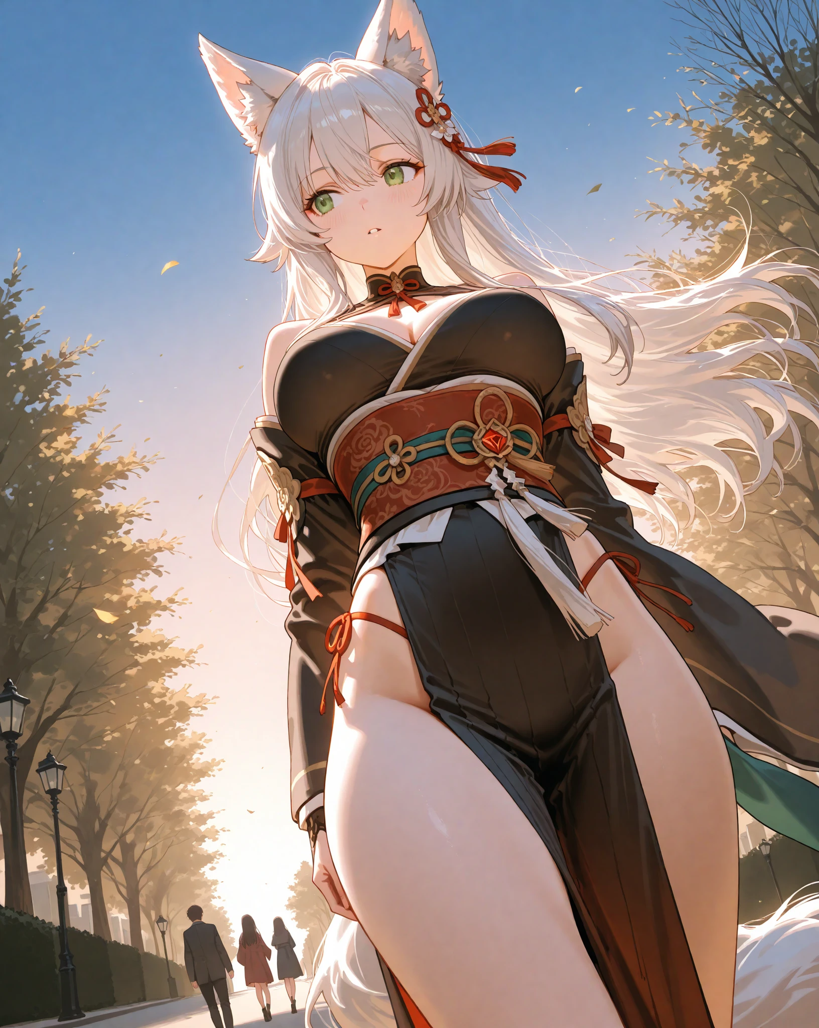 legs licking, licking foot, fox girl, kitsune