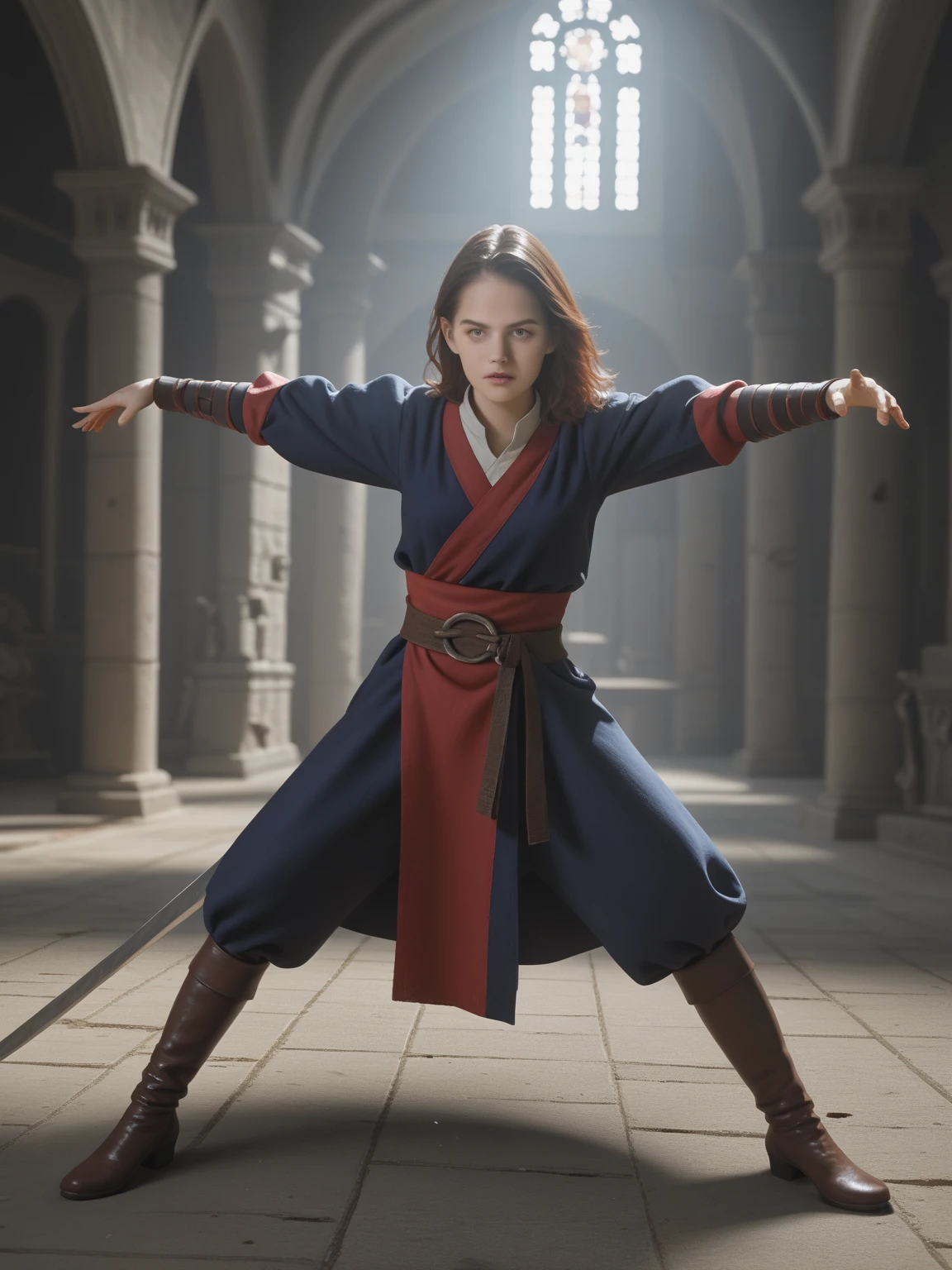 1girl, reference sheet, matching outfit, (fantasy character design, front angles, side angles, rear angles) Alistair, Dwarf character design. stocky and short frame, feminine appearance with braided beard. 1object, reference. Plain wizard robe purple. Striking red eyes with a flat expression hint of magical prowess. Long braided hair, intricate arcane symbols on attire., distinctive dwarf female features (masterpiece:1.2), (best quality:1.3).