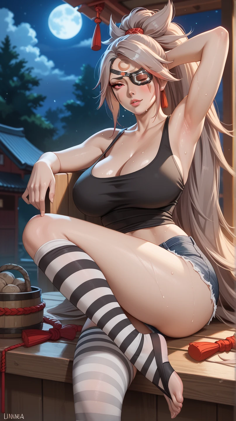 (masterpiece, Highest quality, High resolution, Extremely detailed 8K:1.6), {(1 girl:1.6), Sexy beautiful 17 year old girl with slim body, (Jungle Cruise:1.8):1.6}, (Ultra HD, Very detailed, Very detailed, Very realistic, Ultra-realistic, Photo Real), {Deep writing depth, (Godley:1.2), (bounce front lighting:1.1), (Soft and diffuse lighting:1.6) }, (One girl:1.5), (Long Hair, ponytail:1.4), (dynamic sexy pose), (Very delicate and natural hair:1.3), Close-up, Back view, To the camera, A light smile, (Big, firm, swaying breasts: 1.6), (Very delicate and natural face, Very delicate and natural eyes:1.3),(Very delicate and natural clothing:1.2),(Crystal Blue Eyes:1.2) (Sexy Brown Explorer Jacket, , Black shorts, Leather long boots, Survival knife:1.5), {Wave, (deep rain forest, Jungle, Explore the Amazon River by boat, Moonlight, ancient ruins:1.6), (Sitting on the boat:1.3),(Amazon Jungle:1.6), River dolphin}, Provocative, Vibrant, enthusiastic
