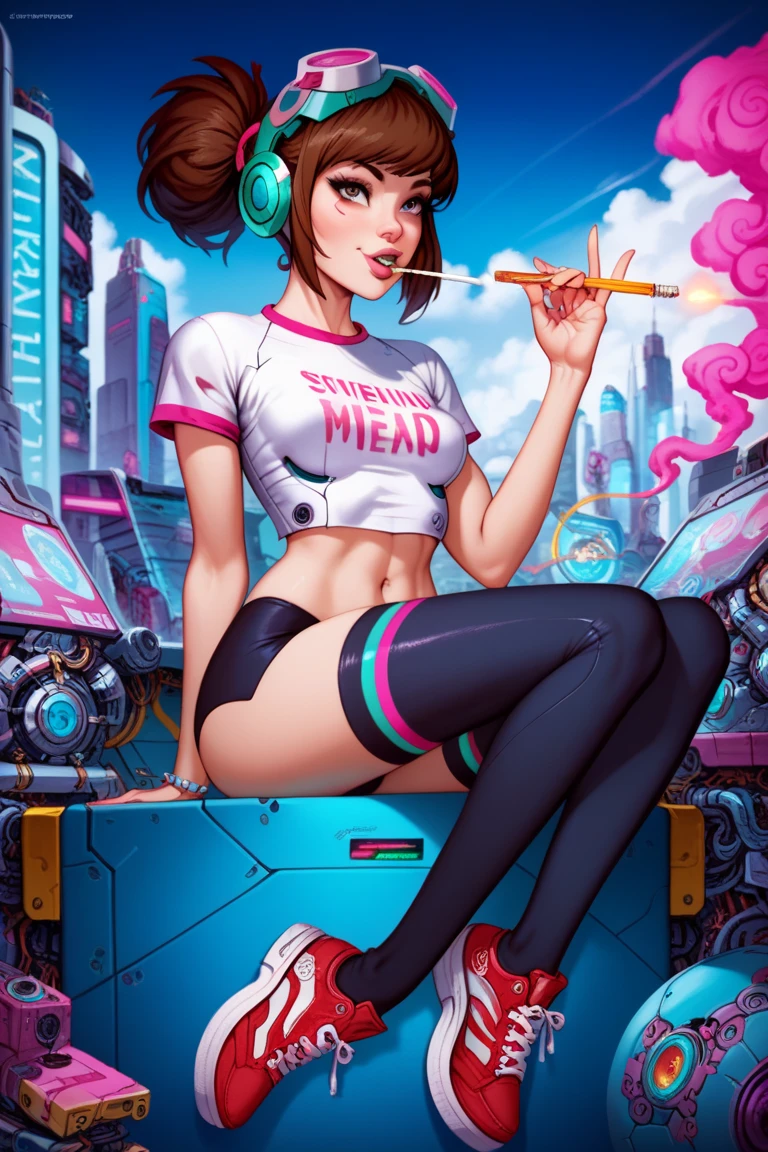 score_9, score_8_up, score_7_up, score_6_up,  (dark cyberpunk hacker) young woman, italian, tan skin, light brown eyes, lithe build, extra long pastel peach spiked hair, eyebrow piercing, wearing a cyberpunk neon green full-body cyber suit, platform boots with neon highlights, wearing holographic glasses, carrying a hacking device, set in  a secretive underground base, featuring dim lighting, advanced tech, rugged decor, at night, woman smiling, masterpiece,best quality, detailed