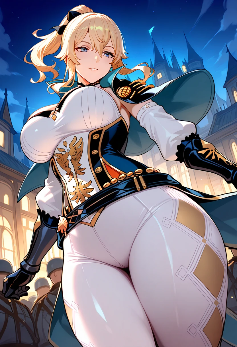 Masterpiece, Jean, genshin impact, Hot, busty, medium breasts, castle, posing, ass