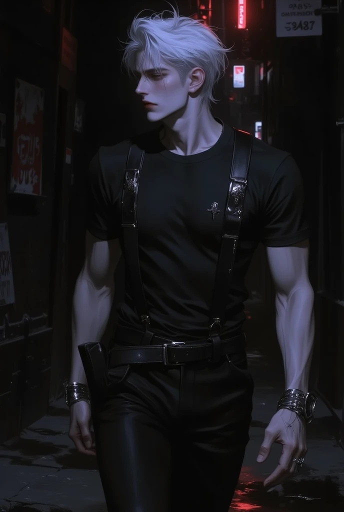 1 male handsome, high resolution 8k, adult, 2, perfect face, detailed face, muscular, black eyebrows, black eyelashes, Naked torso, Detailed face, perfect face, real skin texture, detail Perfect hand, details, Real and complete hand details, unreal engine, hd picture, short hair, green to orange eyes, eye details, white skin, Zayne, love and deep space, rabbit ears