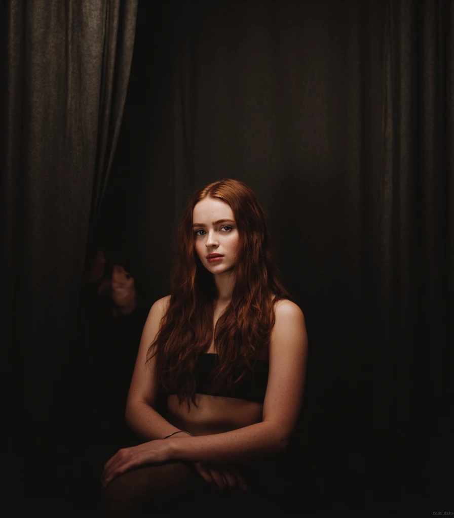 sexy twentytwo year old ginger woman in lace lingerie, long golden tangled hair, rapunzel, beautiful erotic woman, candid photograph, (dimly lit spooky lake:1.3), (dark shot:1.7), photo-realistic, (film grain:1.4), (masterpiece:1.2), sharp image, analog style, award winning photo, best quality,(shot with kodak 400:1.3), sharp,skin pores, (sunkissed freckles on face:0.6), Photo by sally field in color, (shot on Fujifilm X-T4:1.2), angular jawline, high cheekbones, large dull hazel eyes, ( film imperfections:1.2)