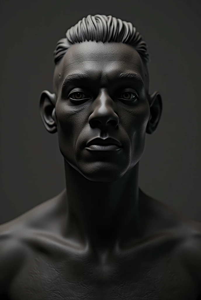 make a bald monk with silver eyes without a shirt with a well-defined body with approximately 1,70cm tall full body profile facing front