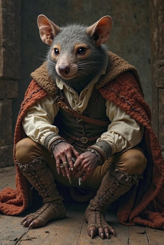 an awarded photography of Tretch Craventail - A devious Skaven chieftain with a long, rat-like tail and clad in tattered robes., at Humidex: A measurement combining temperature and humidity, indicating perceived discomfort due to heat. , masterpiece, ultrasharp, depth of field and boekh, best quality, <lyco:GoodHands-beta2:1.0>