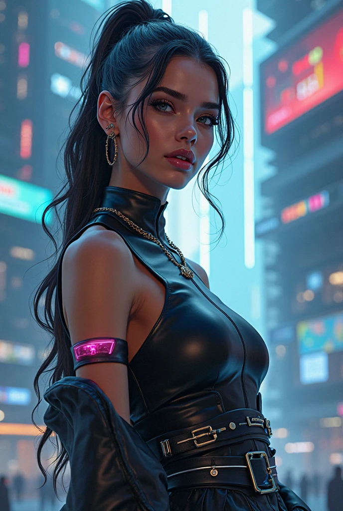 Change background cyberpunk sexy beauty,8K Ultra