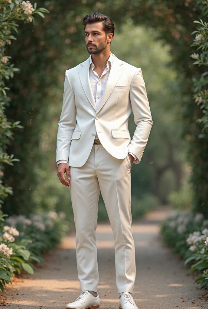 Handsome brunette, Do you create a groom wearing a white suit