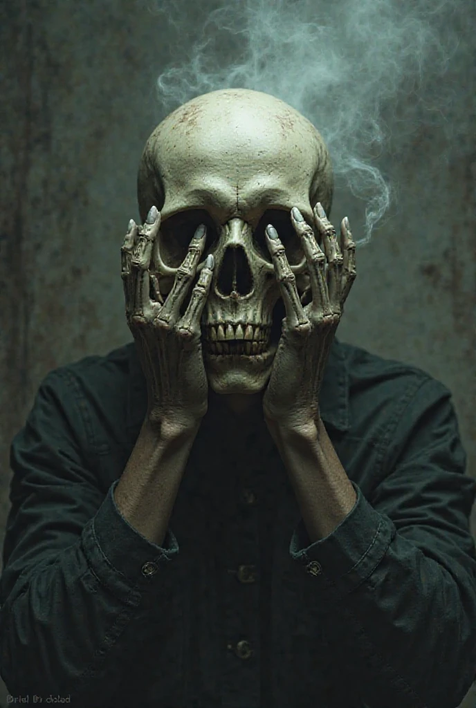 Skull To smoke, Dark style image, Image painted in artistic style, image with white background volumetric lighting, Black and white color image, 24K