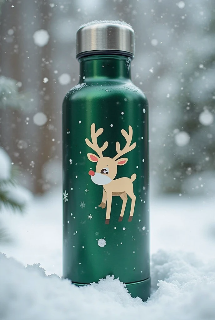 On the Tote bag there is a reindeer holding a glass of Phuc Long water to drink.. Christmas theme bag background.