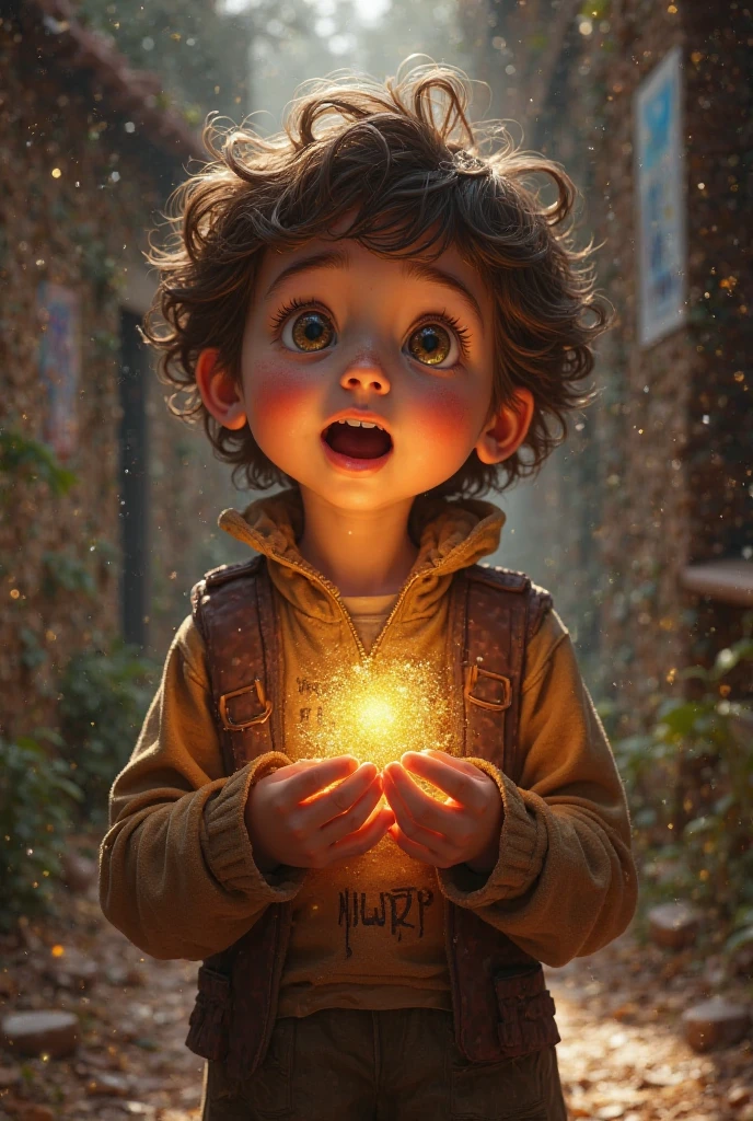 A boy with lights