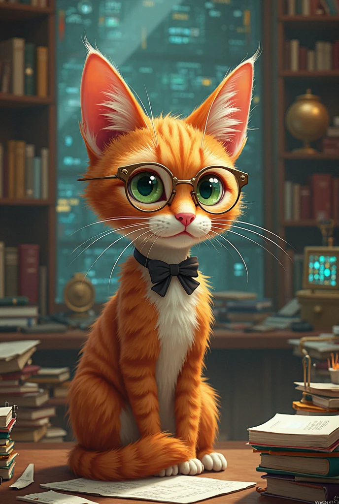 A ginger cat professor of technology
