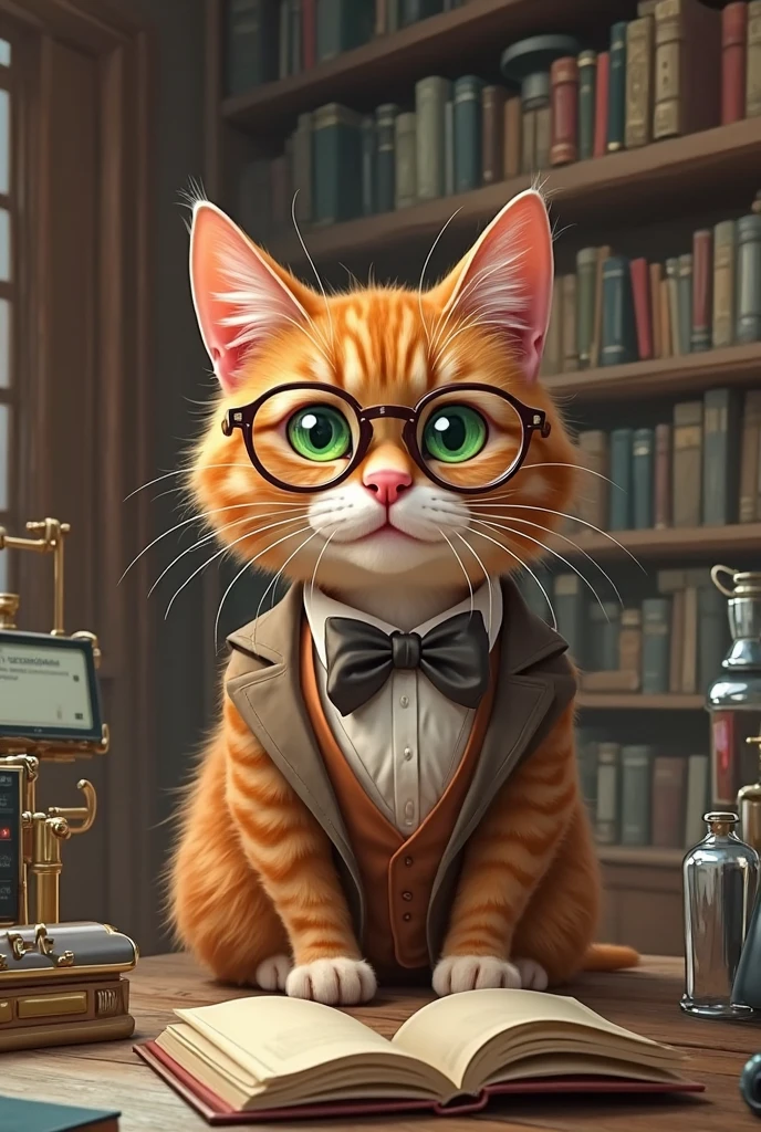 A ginger cat professor of technology