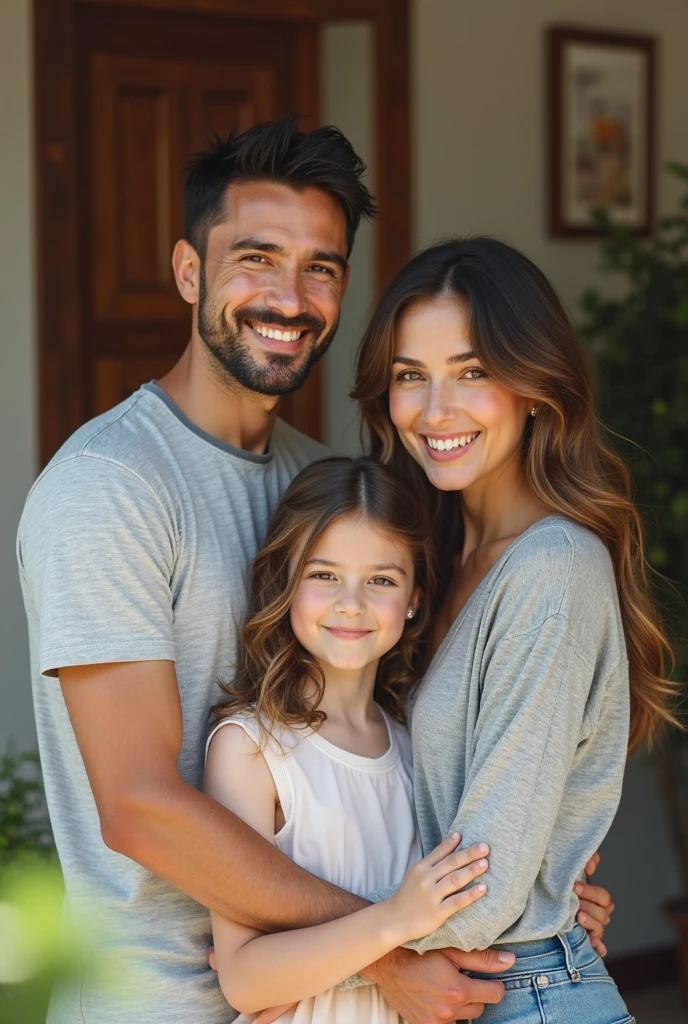 a family portrait: a grandfather, two sisters, a sexy woman and a guy showing their abs. There are 5 in total.