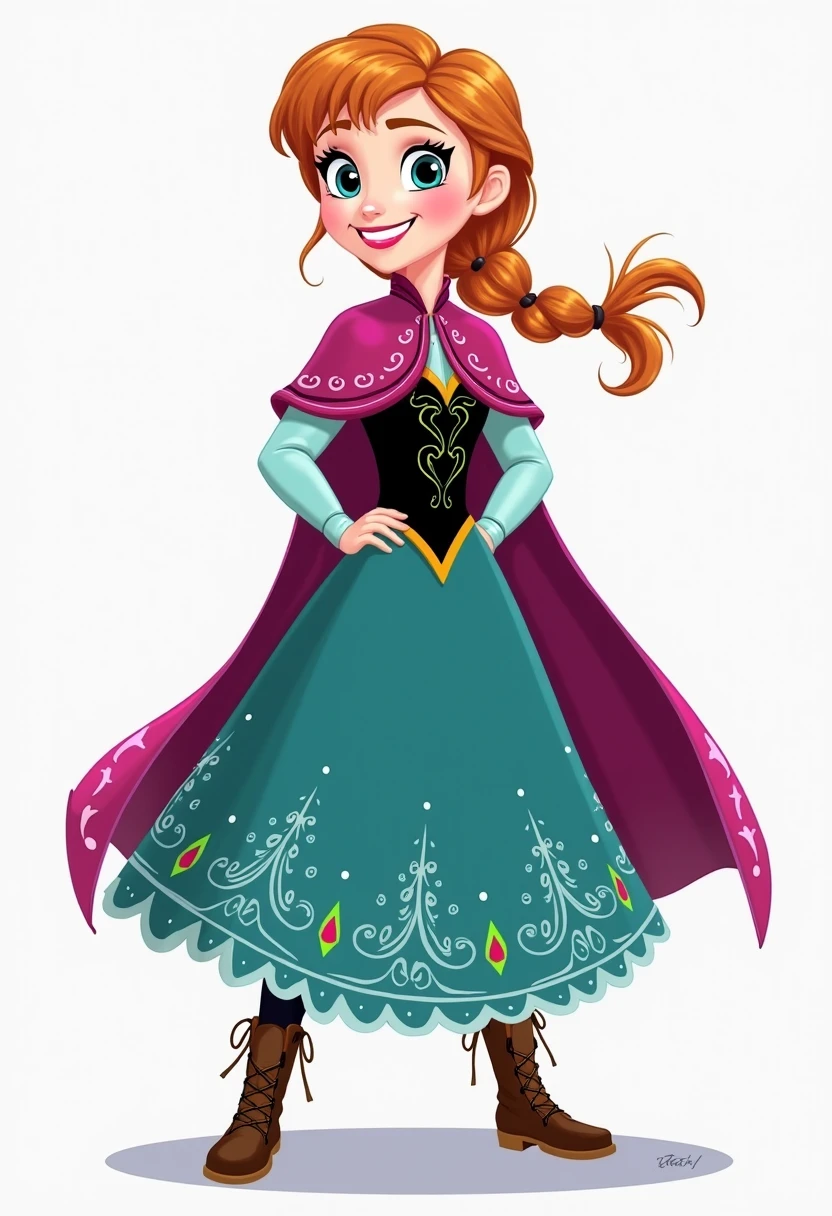 Karton Anna CREATE ANNA FROM FROZEN IN CARTOON STYLE WITH BACKGROUND - SeaArt AI