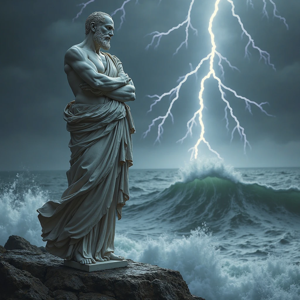 (retrato de alta qualidade:1.2),(realismo:1.1),(renderizado:1.1),(Deus dos mares antigo:1.3),(Poseidon com tridente),(white marble statue),(lightning from the sky),(Atlantic Ocean),(ultra realista:1.1),(fotorealista:1.1),(8k:1.1)